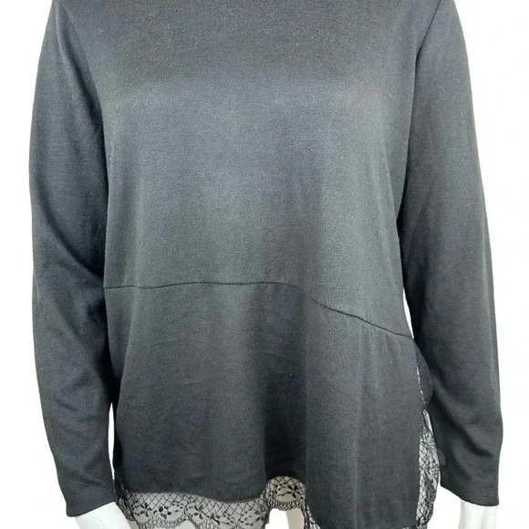 NWT DG2 Diane Gilman black top with lace accent around hem size 1X - Picture 2 of 9